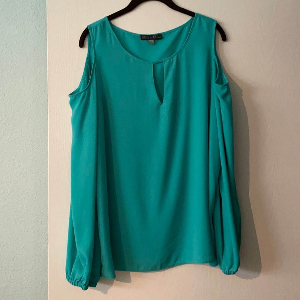 Green cold shoulder blouse